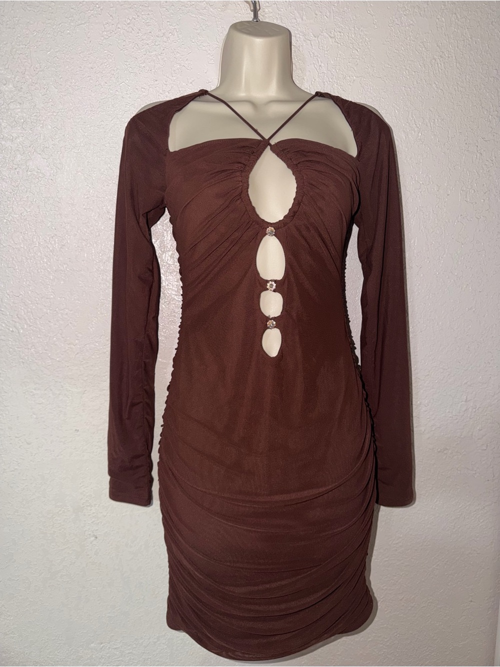 Ready For Dessert Chocolate Long Sleeve Bodycon Dress